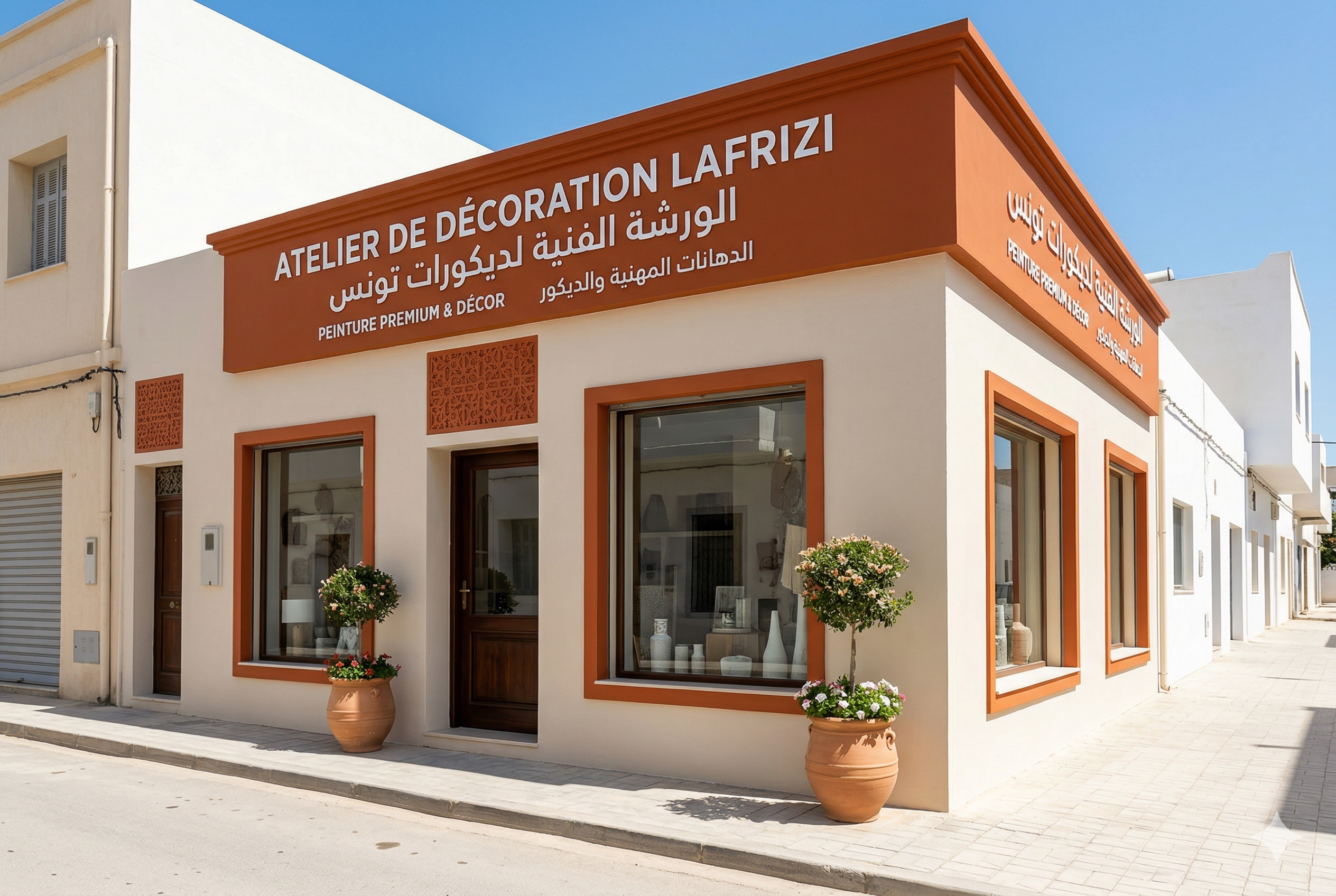 Local commercial façade peinte Lafrizi Painting Tunis